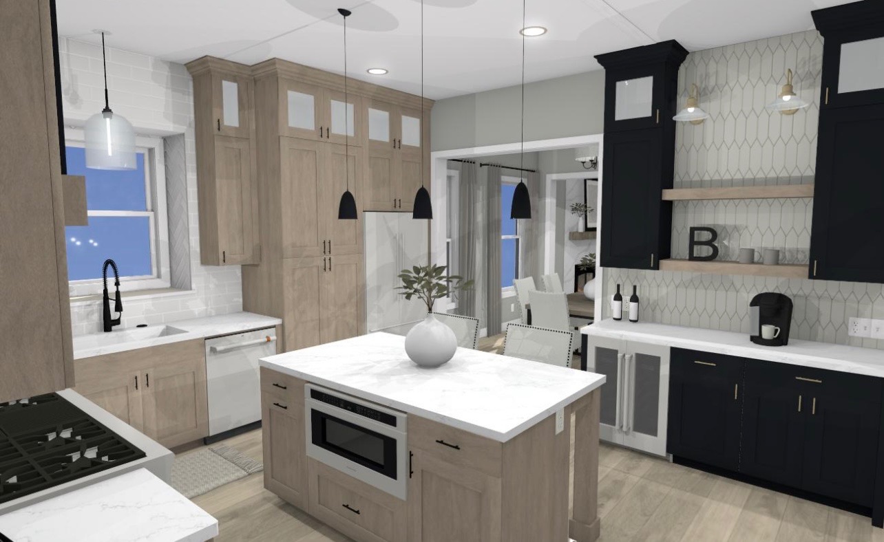 Rendered image of new luxury kitchen